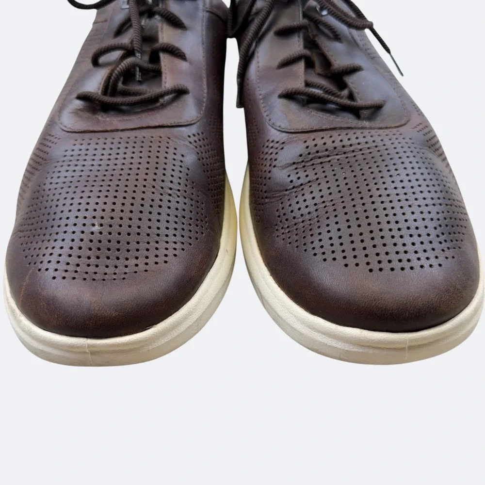 Johnston & Murphy Shoes Mens Size 12 Brown Leather Sneaker Memory Foam Casual